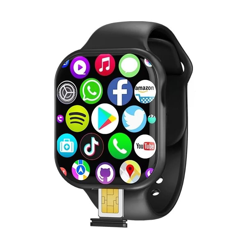 JINSHANGZI Reloj inteligente CD20 S10 Pro de 2.3 pulgadas Amoled Android 5G Reloj inteligente S10 con cámara giratoria, red WiFi, posición GPS, tarjeta SIM (negro, 4 GB 64 GB)