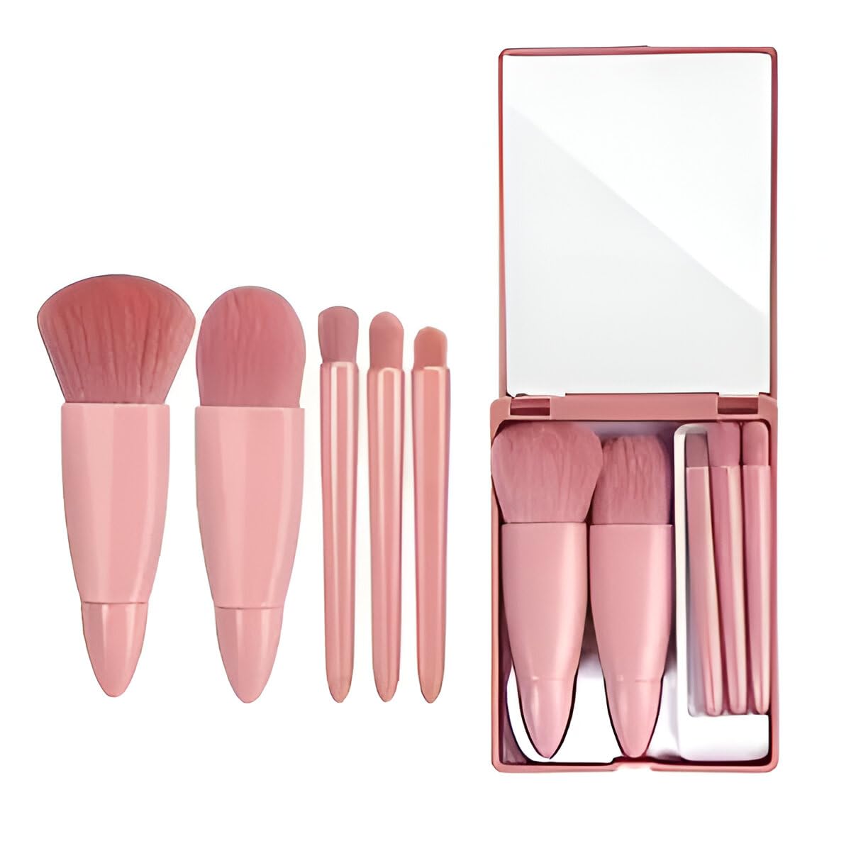 Travel Size Mini Makeup Brush Set (5 Pcs) with Mirror – Complete Makeup Kit for Foundation, Concealer, Blush, Eyebrows & Lip Gloss Application-picture-37