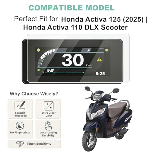 Image of Wisely Premium Screen Guard for Honda Activa 125 (2025-26) | Activa 110 DLX Digital Meter Protector Scooter Instrument Cluster Touch Display, Anti Scratch, HD Clear