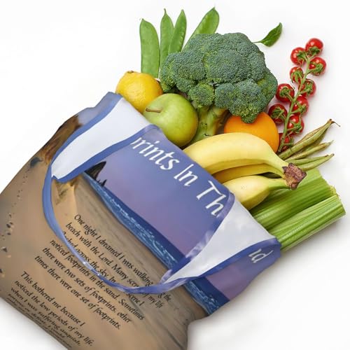 Footprints In The Sand Poem Canvas Tote Bag For Women – Lightweight & Durable Polyester, Oversized Carryall For Commuting, Shopping & Travel4