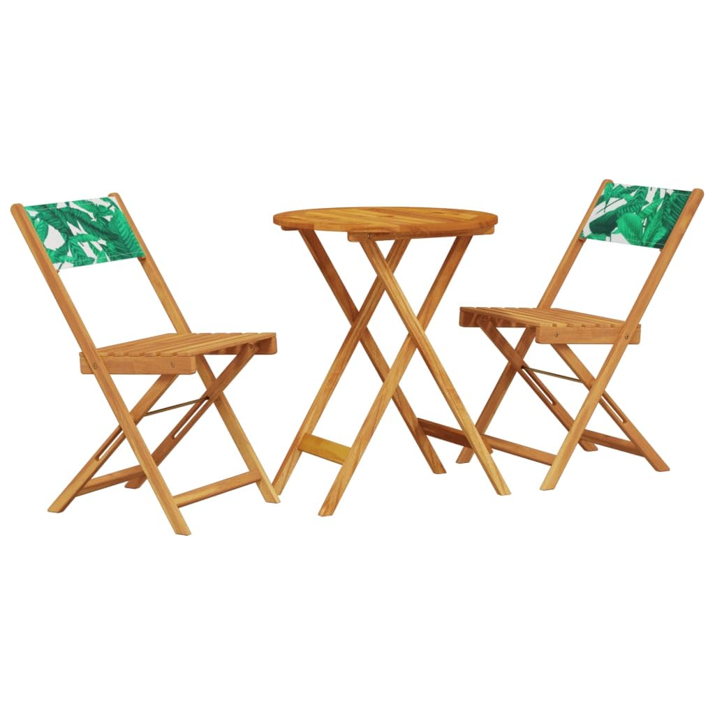 LAPOOH Set da Bistrot 3 pz Motivo Foglie in Tessuto e Legno Massello,Set Bistrò Veranda,Set Bistrot da Esterno,Set Bistrot da Balcone-3281752