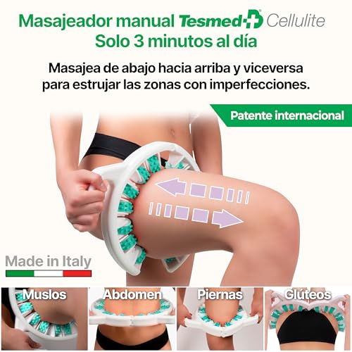TESMED Masajeador Anticelulítico Reductor – Rodillo Anticelulítico y Reafirmante Potente para Celulitis en Piernas, Glúteos y Muslos – Patentado - Fabricado en Italia - imagen 5
