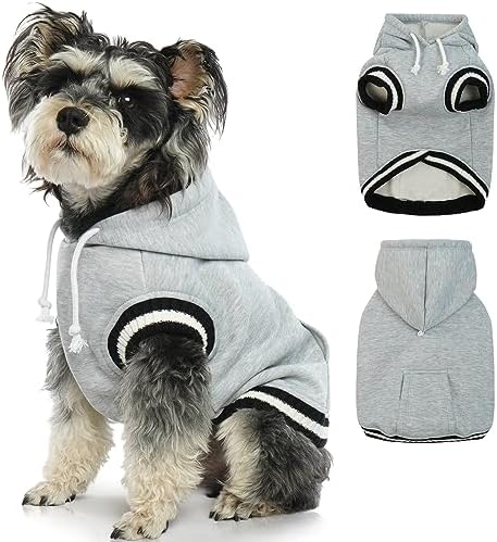 FUAMEY Winter Dog Fleece Sweaters: Warm Pet Sweatshirts with Pocket, Soft Christmas Outfit Puppy Vest - Grey XXS