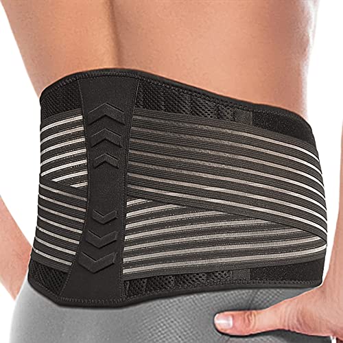DERSECO Back Brace for Lower Back Pain, Adjustable & Breathable Back Supports Belt for Men/Women, Lumbar Support Belt Design for Scoliosis, Lower Back Brace Relief, Herniated Disc, Sciatica (L)