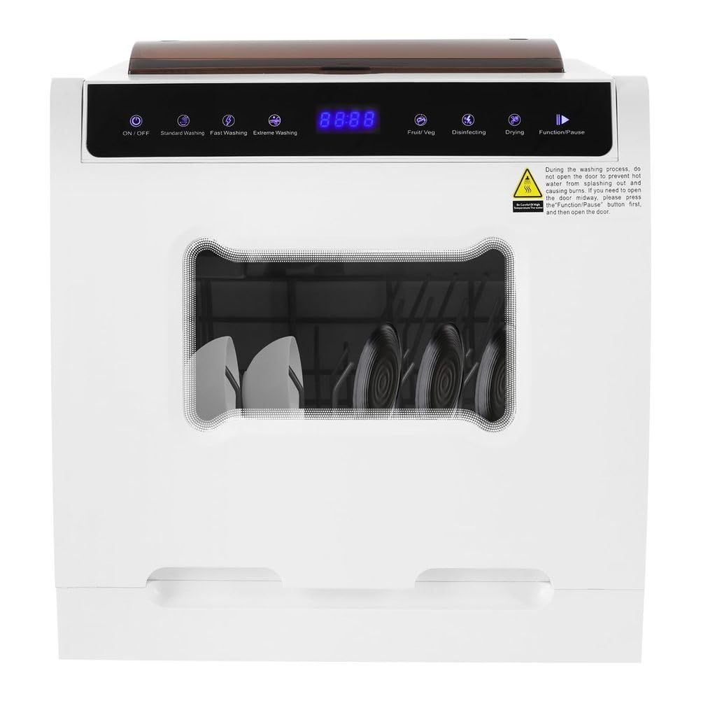 Lavavajillas portátil de encimera, mini lavavajillas 1100 W, 4 modos de limpieza, función de secado, bajo ruido, pantalla táctil, manguera de entrada, para apartamentos y caravanas de 4 a 6 personas