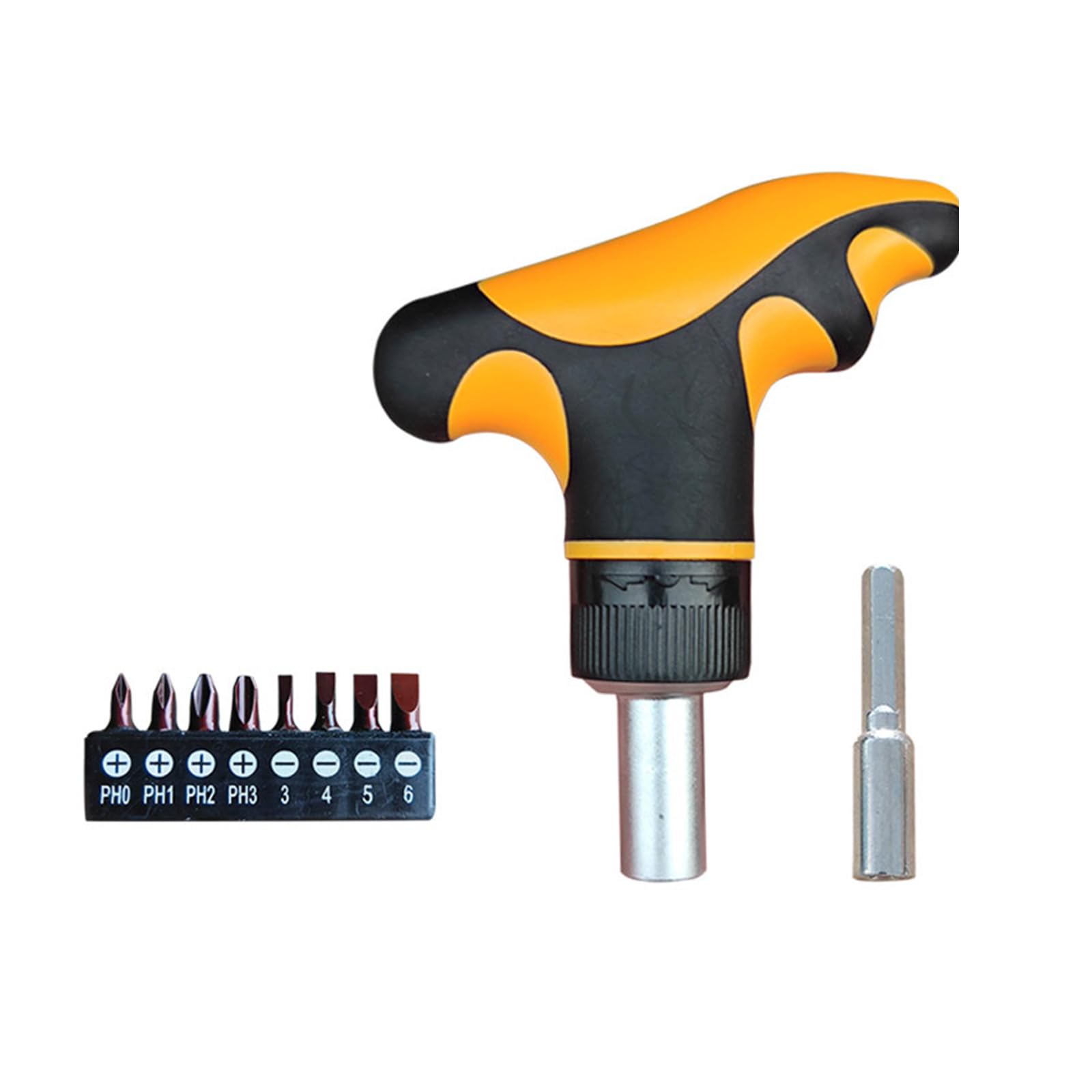 Ergonomic T Handle Ratchets Screwdriver Set Includes 1/4 Inch Ratcheting Bit Driver Simple to Operate for Multifunction Tasks Multifunction Screwdriver Head