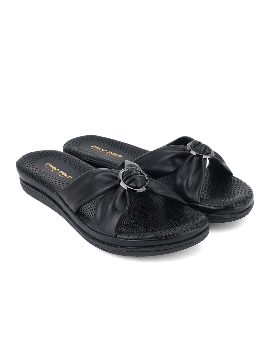 drop bold BOW DETAIL SLIP ON COMFORT SLIDES FOR WOMEN-picture-26