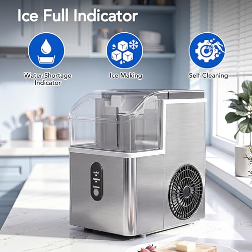 Image of Electactic Nugget Ice Makers Countertop, Soft Crushed Pellet Portable Ice Machine with Auto-Cleaning Function, 35Lbs /24H, One-Click Operation Ice Makers for Kitchen, Office, Home