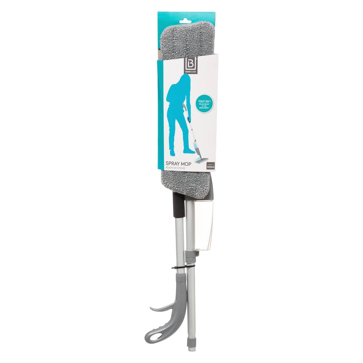 5five - Mocio con serbatoio da 300 ml, grigio - Manico con spruzzatore - Mocio in microfibra - Pulizia facile dei pavimenti - Manutenzione domestica