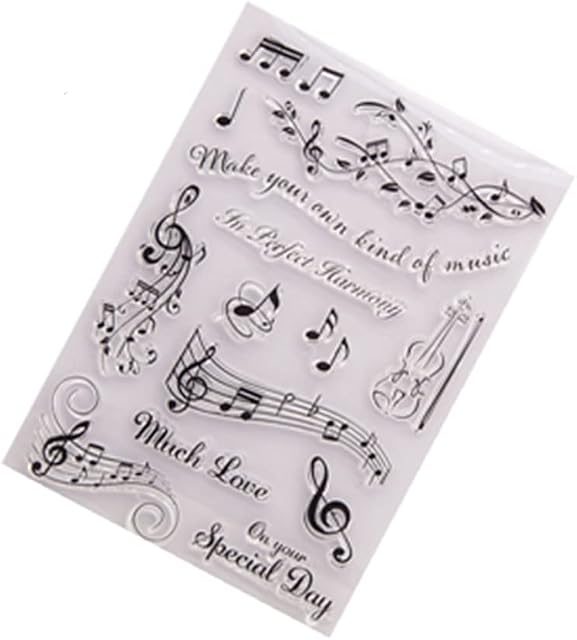 Art Stamps Silicone Removable Art Stickers Transparent Silicone Musical Notes DIY Scrapbooking Clear Stamps for Handmade Birthday Card Gift Tags