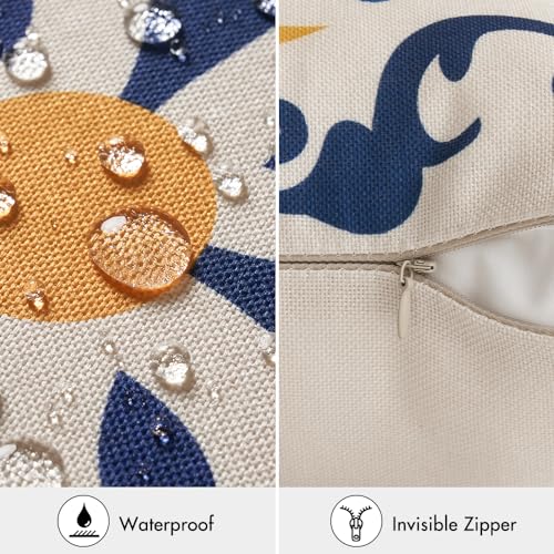 MIULEE 4 Pack Cushion Covers Outdoor Waterproof Throw Pillow Cover Home Pillow Case Pillowcases for Tent Park Bed Sofa Chair Bedroom Decorative Balcony 40x40cm 16x16inch Blue - Image 2