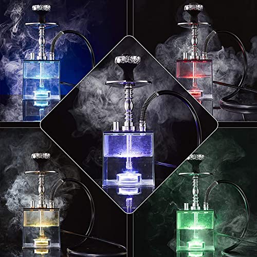 1/2 Schlauch-Acryl-WüRfel-Huka-Set, Shisha-ZubehöR, Mit Fernbedienung/Bunte Led-Lichter/Holzkohle-Zange, FüR Besseres… – Bild 5
