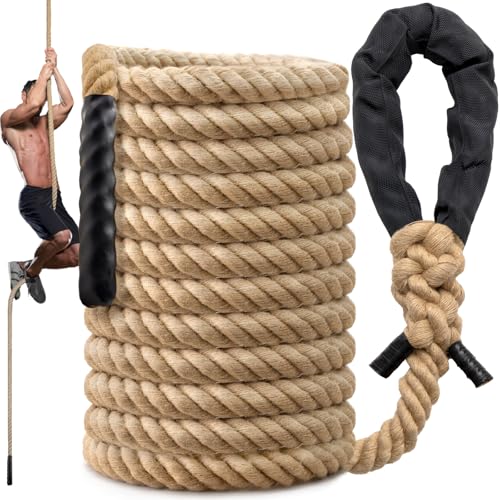 Sodlar Climbing Rope Gym Workout - 35FT Heavy Duty Jute Thick Ropes for Adults Strength Training Outdoor Tree Swing Indoor Home Fitness Exercise - 1.5 Inch
