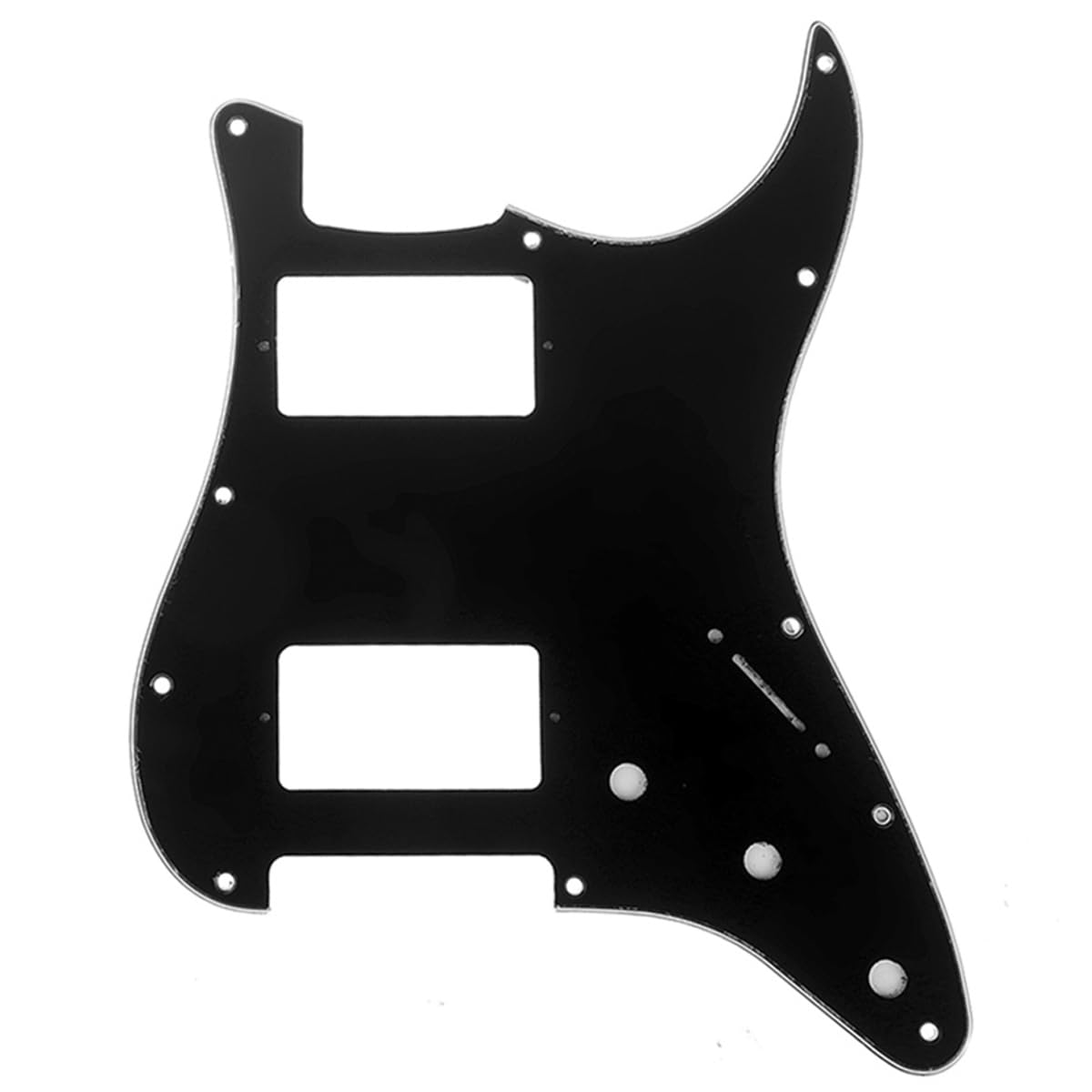 Musiclily Pro 11 Hole 2-Humbucker Strat Pickguard HH Scratch Plate for American/Mexican Fender Standard Stratocaster Modern Style Electric Guitar, 3Ply Black