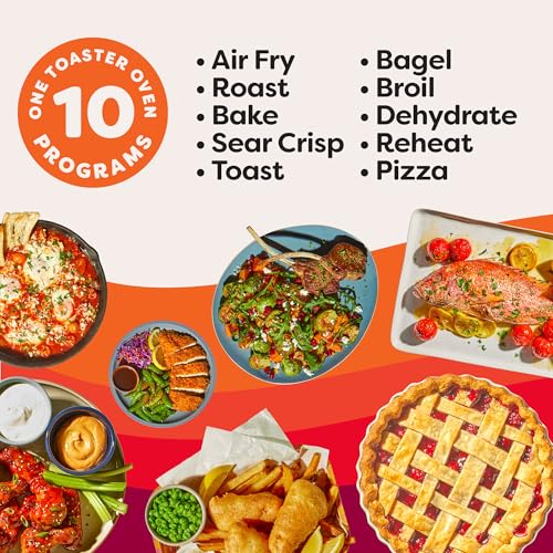 Instant Pot 6-Slice InstantHeat 10-in-1 Air Fryer Toaster Oven, Air Fry, Roast, Bake, Sear Crisp, Toast, Bagel, Broil, Dehydrate, Reheat, and Make Pizza