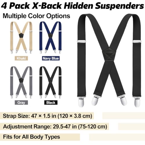 Image of Sintege 4 Pcs X Back Suspenders 1.5 Inch Heavy Duty
