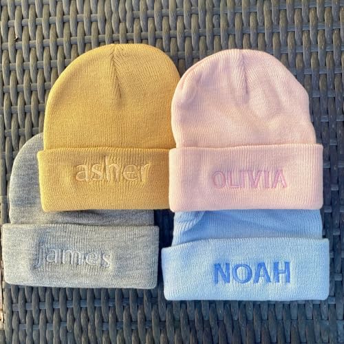 Custom Baby Beanie Knit Hats Personalized Embroidered Toddler Winter Hat with Name for Boys Girls Adults2