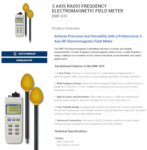 Medidor de Campos Electromagnéticos EMF-839 i-POOK miniatura 3
