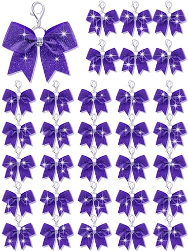 Image of Tondiamo Cheer Bow Keychain Cheer Keychain with Rhinestones Cheerleader Keyrings for Team Gift Cheerleading Sports Accessory