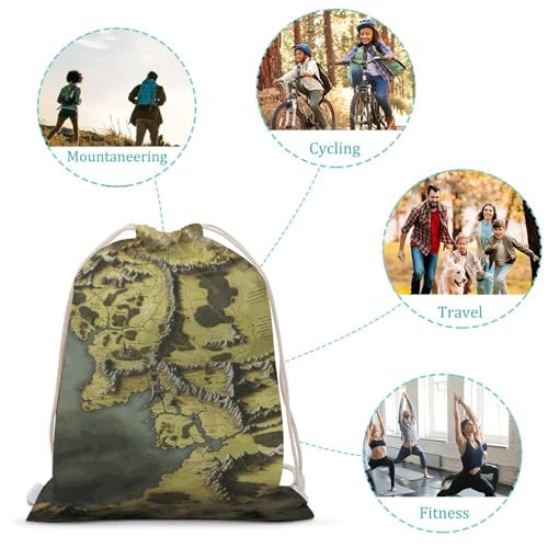Middle Earth Map Drawstring Backpack Gym Bag Lightweight Sackpack Gift for Hiking Travel Beach Shopping3