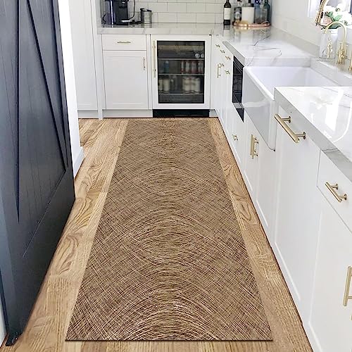 Tapis de couloir lavable long tapis de cuisine antidérapant marron rétro 110x200