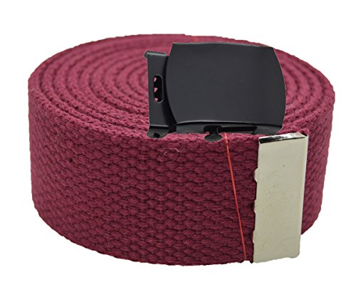 ACCmall Plain Canvas Military Web Belt & Black Buckle