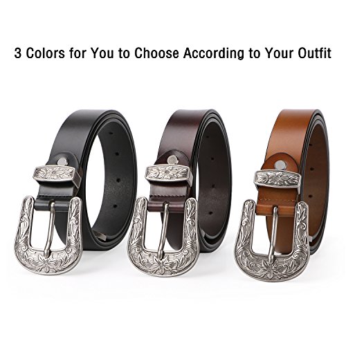 Image of Women's Genuine Leather Vintage Belts for Jeans Pants Dress with Fashion Buckle