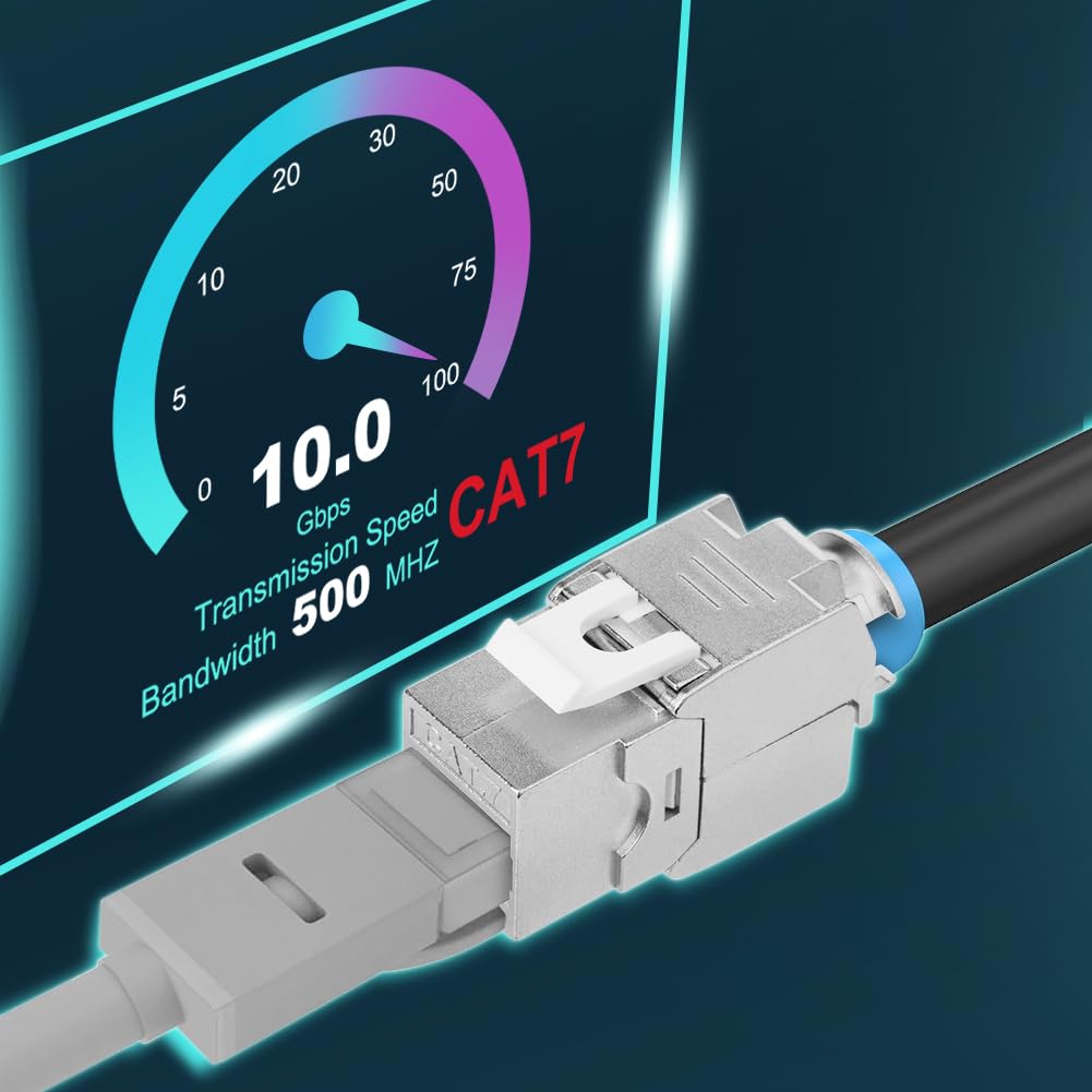4 Jack Keystone CAT 7 Schermati - Per Rete 10Gbps, 500 MHz, Montaggio Senza Attrezzi - Foto 9