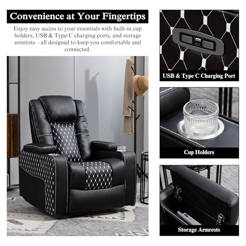 Sillón reclinable eléctrico de cuero PU miniatura 5