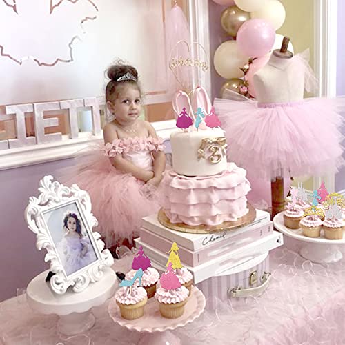 36 Pcs Princess Cupcake Toppers Glitter Mermaid Girl Castle Carriage High Heel Crown Cupcake Picks Fairytale Princess Theme Baby Shower Girls Birthday Party Cake Decorations Supplies Colorful #TOP2