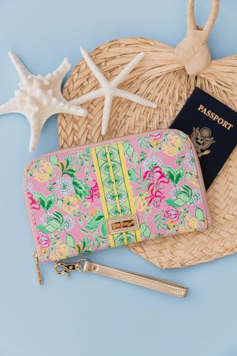 Lilly Pulitzer Travel Wallet Passport Holder, Vegan Leather Wristlet Wallet for Women, Travel Document Organizer, Via Amore Spritzer4