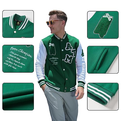 Image of ANOTWENER Men's Varsity Jacket Vintage Baseball Button Jackets Long Sleeve with Letters Casual Coats for Men