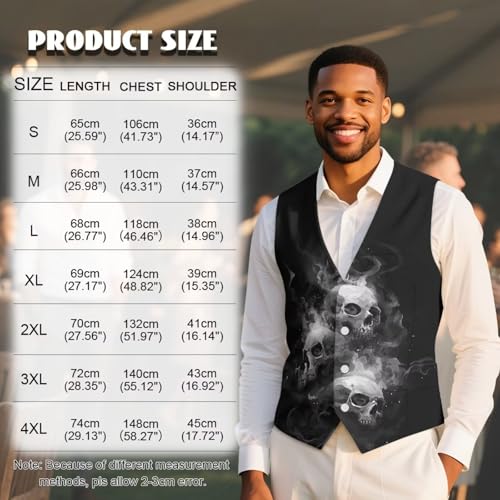 Mens Suit Vest with Pocket 3D Print Casual Business with Button Formal Dress Waistcoat Vests Size S - 4XL 6