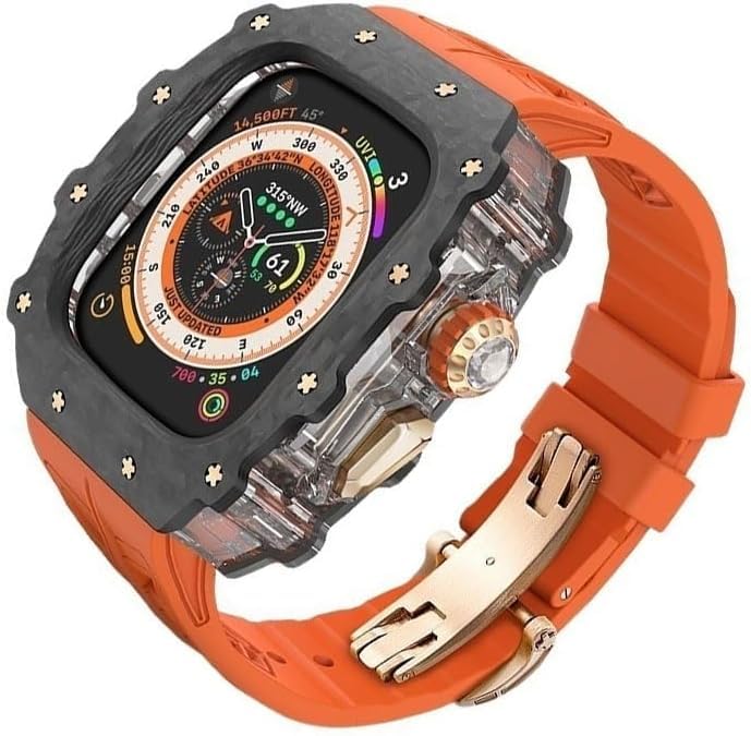 Kit boîtier carbone Apple Watch 49 mm anti-choc avec bracelet luxe