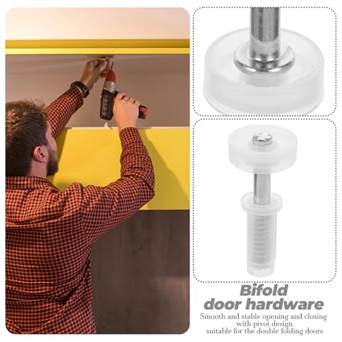 Kit de herrajes para puerta de clóset con 18 rodillos y pivotes para puertas plegables de acero inoxidable y plástico miniatura 2