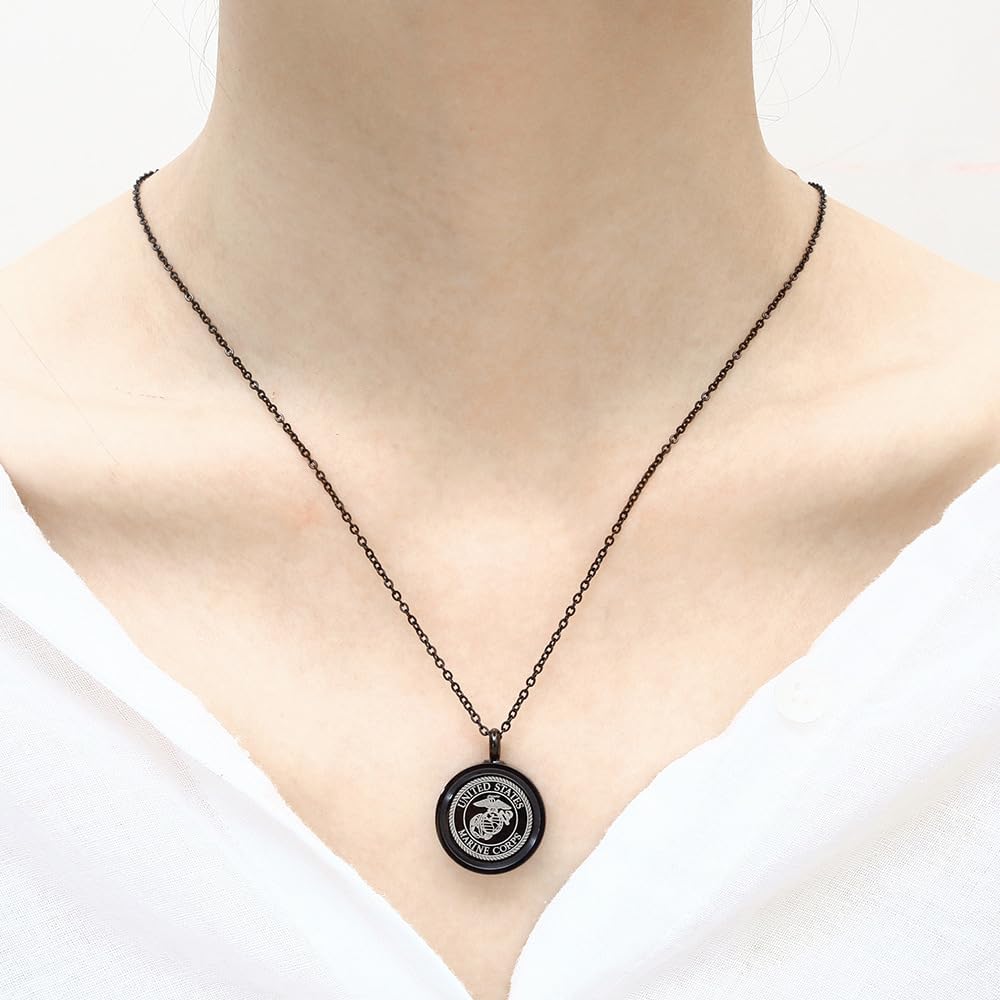 Stainless Steel Black Marine Corps Cremation Jewelry Memorial Keepsake Ashes Navy Air Force Army Urns Necklace Gift with Filling Kit - Image 3