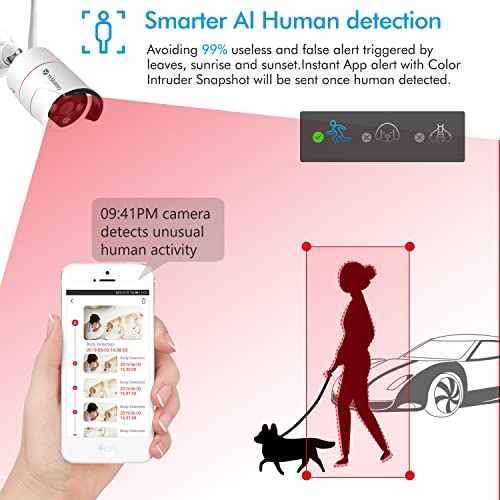 Yeskamo 5Mp Nvr Wifi Security Camera System Wireless Outdoor, Spotlight 2K Ultrahd Ip Camera 2 Way Audio, 8 Channels Home Business Video Surveillance System Human Detection Siren Alarm,1Tb Hard Drive #TOP1
