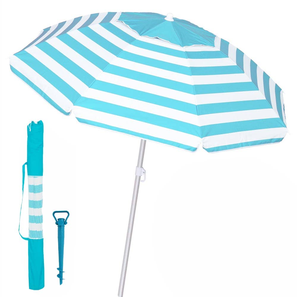 LOLAhome Pack sombrilla de Playa antiviento de Aluminio y Fibra Vidrio, con Soporte de Arena
