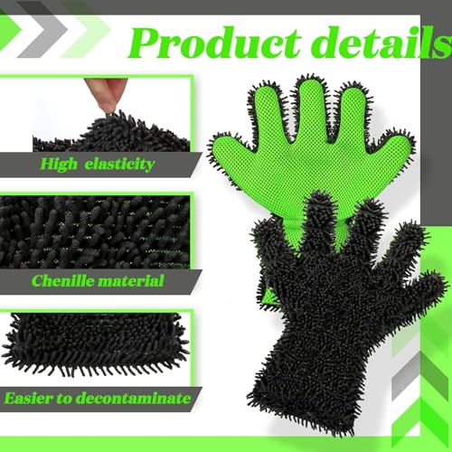 Image of Auto Hub 5 Finger Microfiber Wash Mitts Car Dusting Gloves Double Sided Microfiber Cleaning Gloves Interior Exterior Auto Dusting Mitt for Car Detailing Without Scratch Pack of 3
