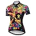 Women Cycling Short Sleeve Jersey Bike Bicycle Clothing Flowers Jacket with Big Reflective Tape M