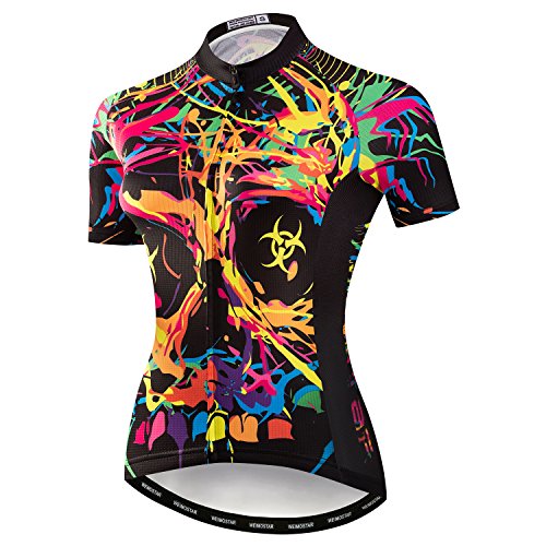 Camiseta de ciclismo para mujer, manga corta, camiseta de ciclismo con calavera, Cf2007, XXL