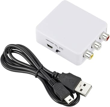 HDMI-Compatible to AV CVSB L/R Video Scaler Adapter HD 1080P Video Box Converter AV to HD-MI ConverterFor PC HDTV ProjectorHD2AV White