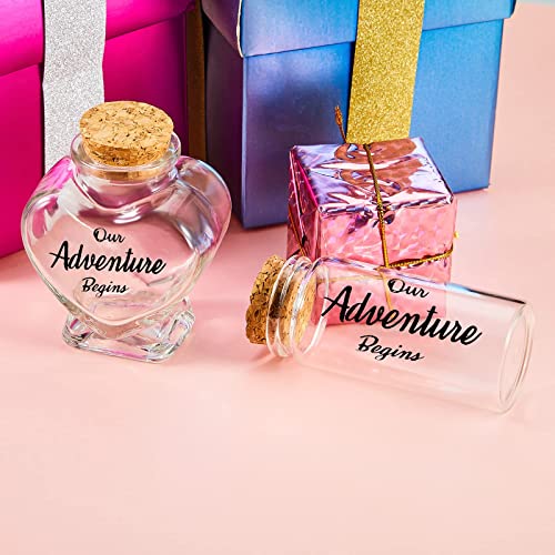 2 Pieces Honeymoon Sand Keepsake Jar Honeymoon Gifts Heart Shaped Clear Bottle Glass Honeymoon Souvenir Wedding Travel Gifts For Newlywed Couples (Our Adventure Begin) #TOP5
