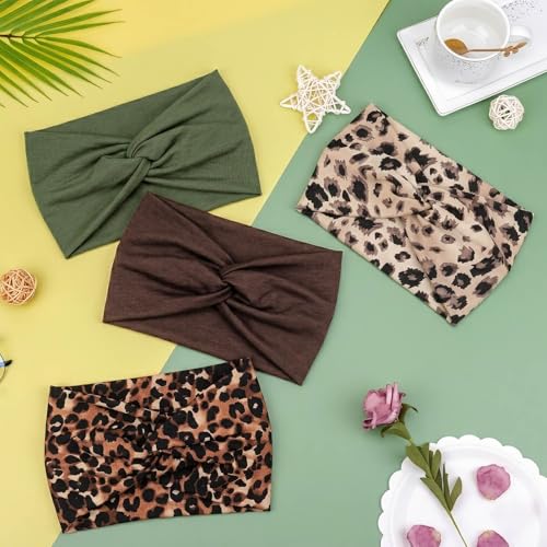 Image of DRESHOW 4 Pack Turban Headbands for Women Wide Vintage Head Wraps Knotted Cute Hair Band Accessories