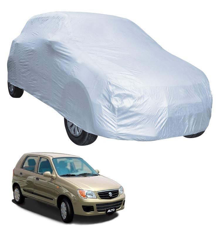 Image of Auto Hub Car Cover Compatible with Maruti Alto with Weather Proof, Triple Stitched, Alto Car Cover- Plain Silver
