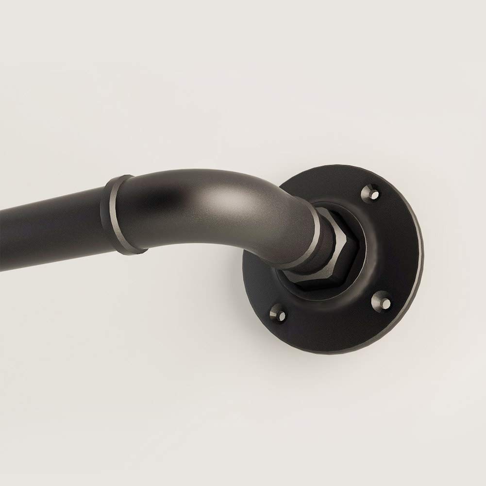Buy Nuts Style, Curtain Rods, 1 Inch Industrial Curtain Rod for Windows 48 to 86, Black Curtain