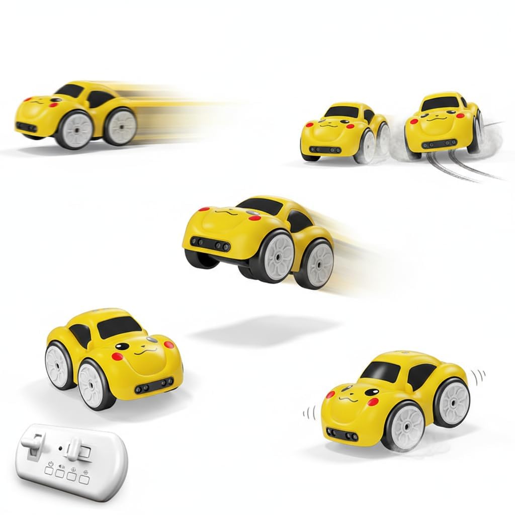 Favrallo Smart Magic Induction RC Car 2.4GHz Remote Control Smart Sensor Car with Multi Mode LED Lights & Music, Line Following Educational Inteligent Racing Toy Gift for Kids (Yellow)