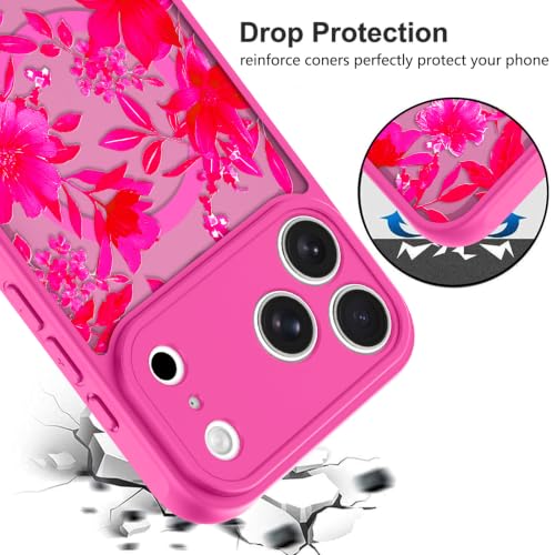 Image of KANGHAR Case for iPhone 17 Pro Max Floral Hot Pink | [Compatible with for Magsafe] Cute Blooming Flowers Protective Magnetic Case for Girls Women