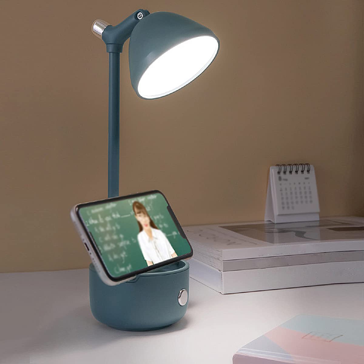 ACMHNC USB Oplaadbare Draadloze Led Bureaulamp, Dimbare Touch Eye Bescherming Tafellamp Draagbare Nachtkastje Leeslampen Voor Slaapkamer Met Pen En Telefoonhouder 90 Graden Verstelbare Verlichting Roze 2164640193