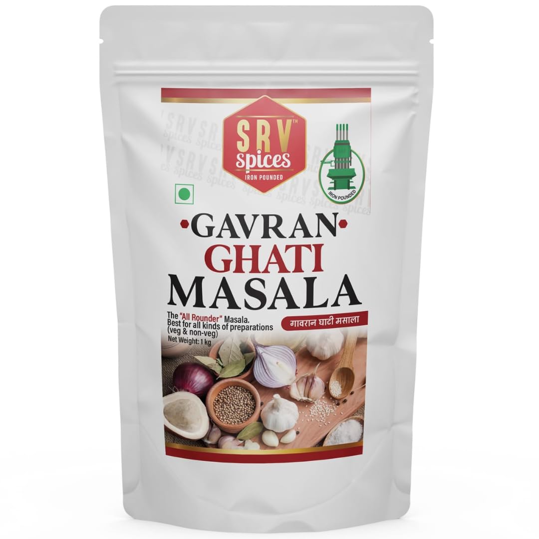 SRV Spices Gavran Ghati Masala (Kanda Lehsun Masala)| Satara Special Masala| Red/Spicy/Strong All Rounder Masala| Hand Picked 27 Ingredients| Taste of 57 Years of Experience (Pack of 1) (1 Kg) (B0BM4KQRWF) Amazon Price History, Amazon Price Tracker